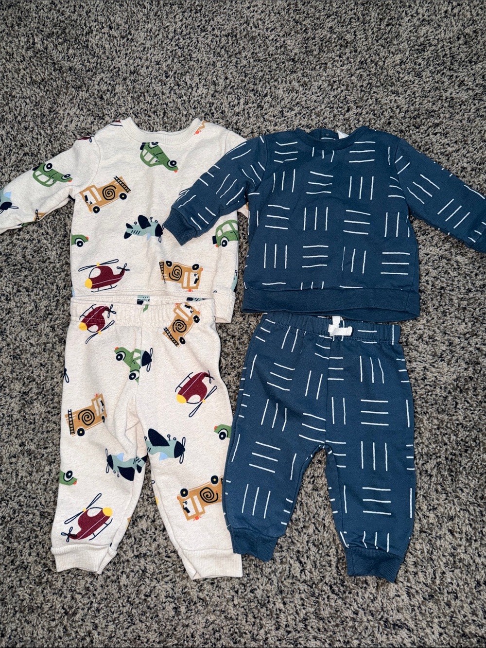 Garanimals 2-Piece Pajama Sets in Navy & Cream with Vehicle Prints